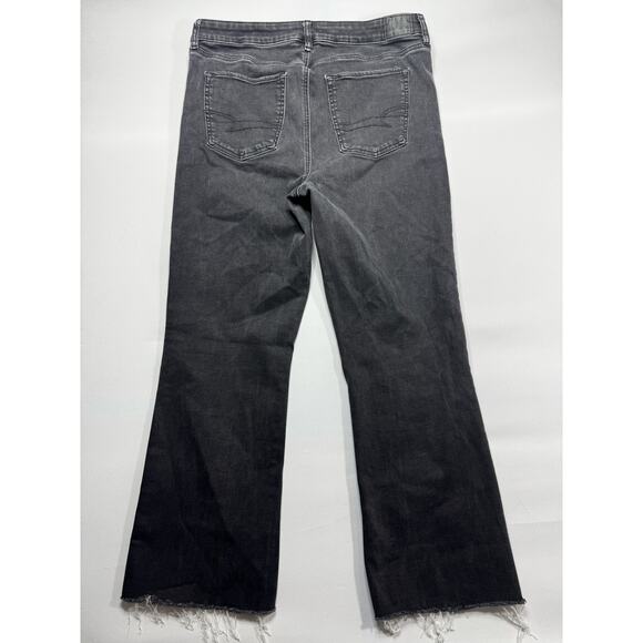 American Eagle Women's Kick Boot Crop Black Denim Jeans - Size 14 Long (34x27) - Picture 2 of 6
